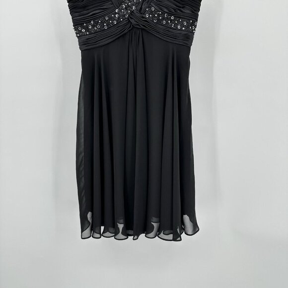 vintage 90s Y2K COCKTAIL DRESS beaded chiffon party evening lbd v neck black 8 - Picture 4 of 7